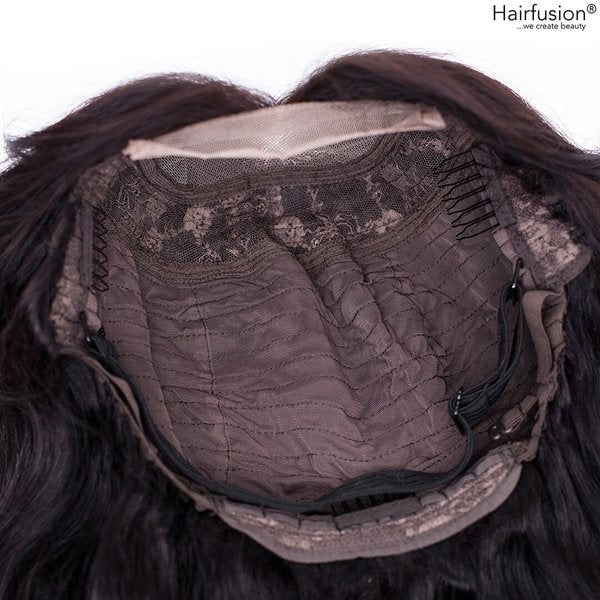 Echthaar Perücke Schwarzbraun - Aphrodite - 50 cm - Lace Front