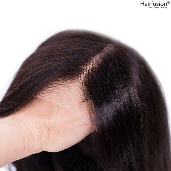 Echthaar Perücke Schwarzbraun - Aphrodite - 50 cm - Lace Front