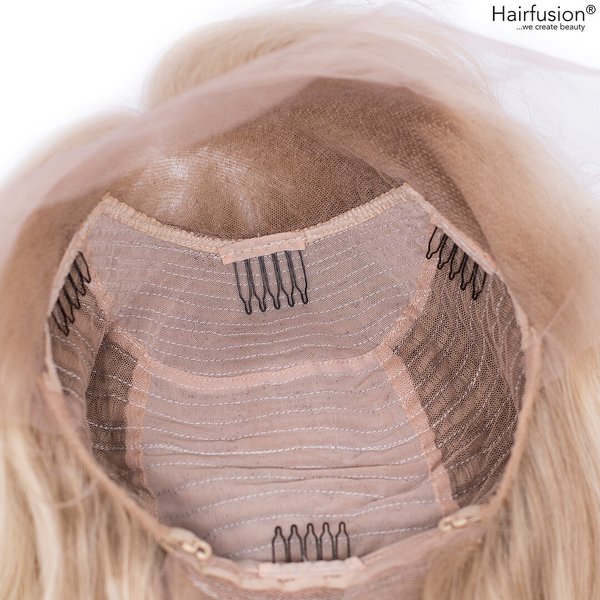 Echthaar Perücke hellblond asch mit Faceframes - Pearl - 30 cm - Lace Front