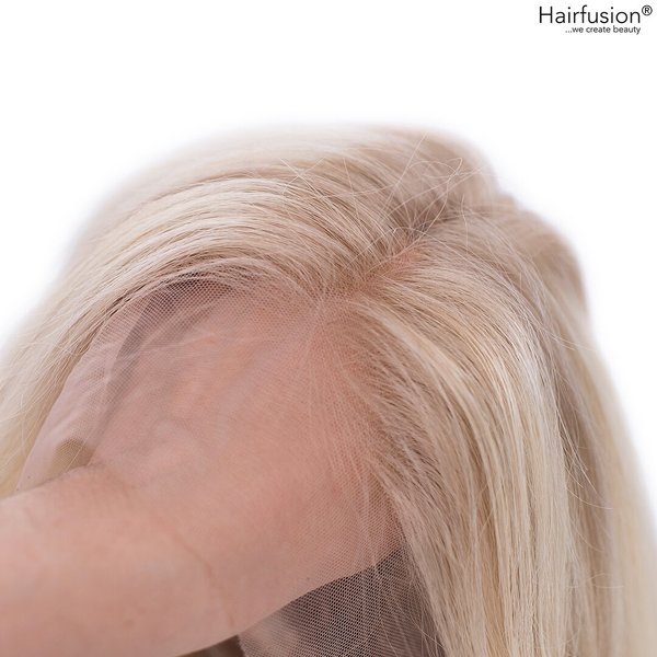 Echthaar Perücke hellblond asch mit Faceframes - Pearl - 30 cm - Lace Front