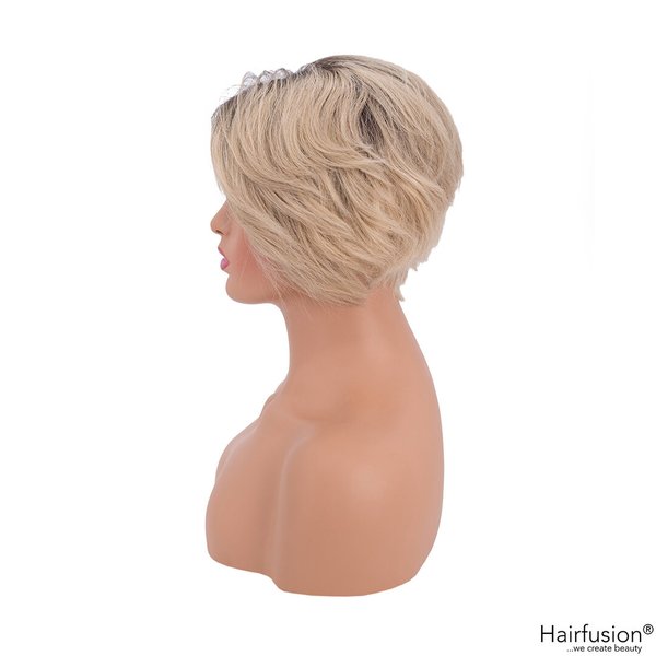 Echthaar Perücke hellblond aschig - The short Bob - 15 cm - Lace Front