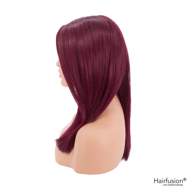 Echthaar Perücke - Rubi - weinrote Middle Part Perücke - 35 cm