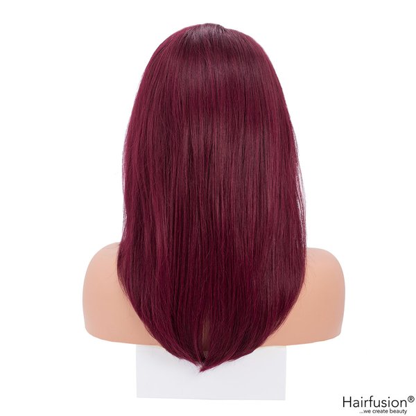 Echthaar Perücke - Rubi - weinrote Middle Part Perücke - 35 cm
